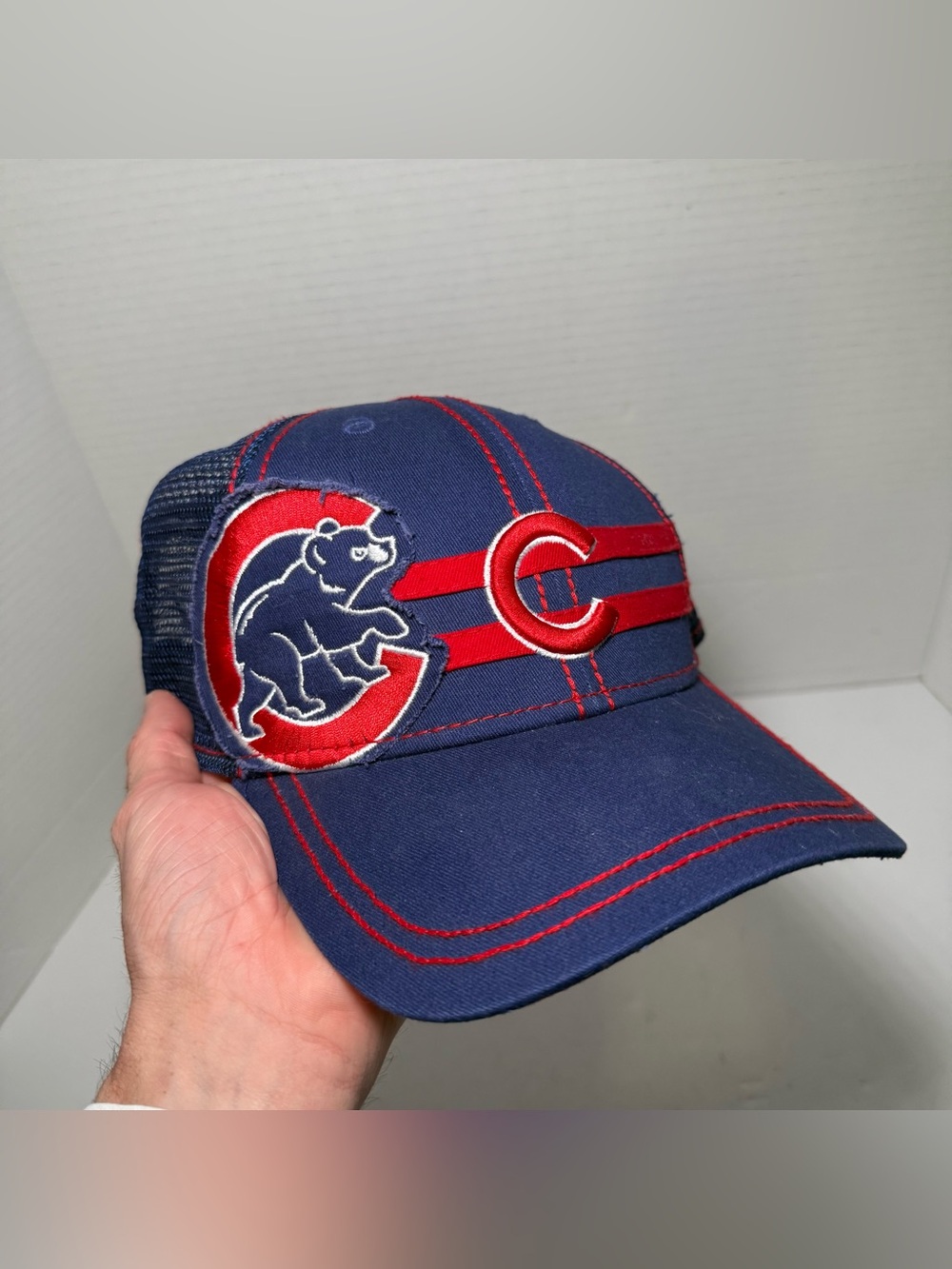 Chicago Cubs New Era 39Thirty Mesh Trucker Hat Cap MLB Fitted Large-XLarge Blue